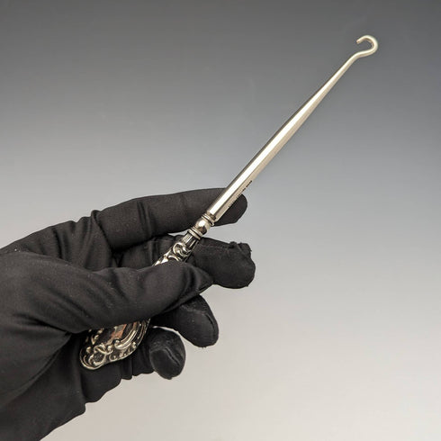 1907 年英國古董純銀手柄鈕扣掛鉤